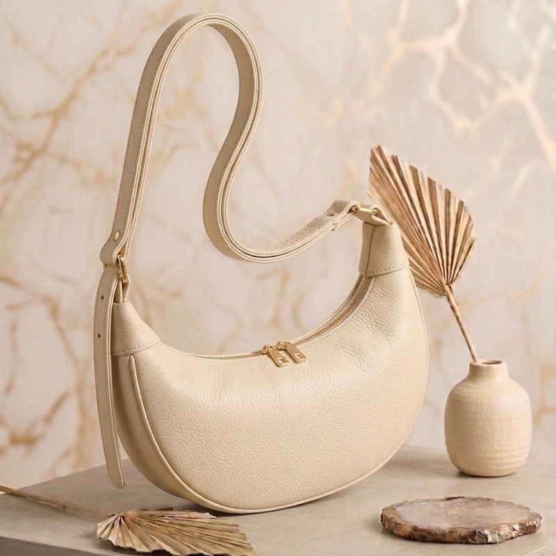 Semi-circle crossbody in beige