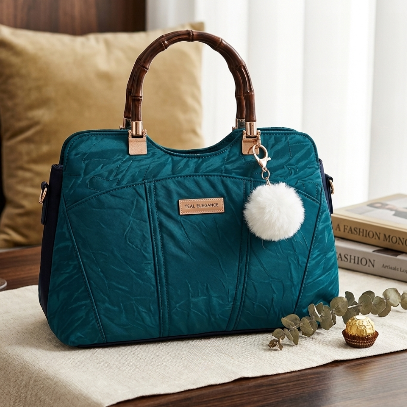 Quilted shoulder bag in blue
