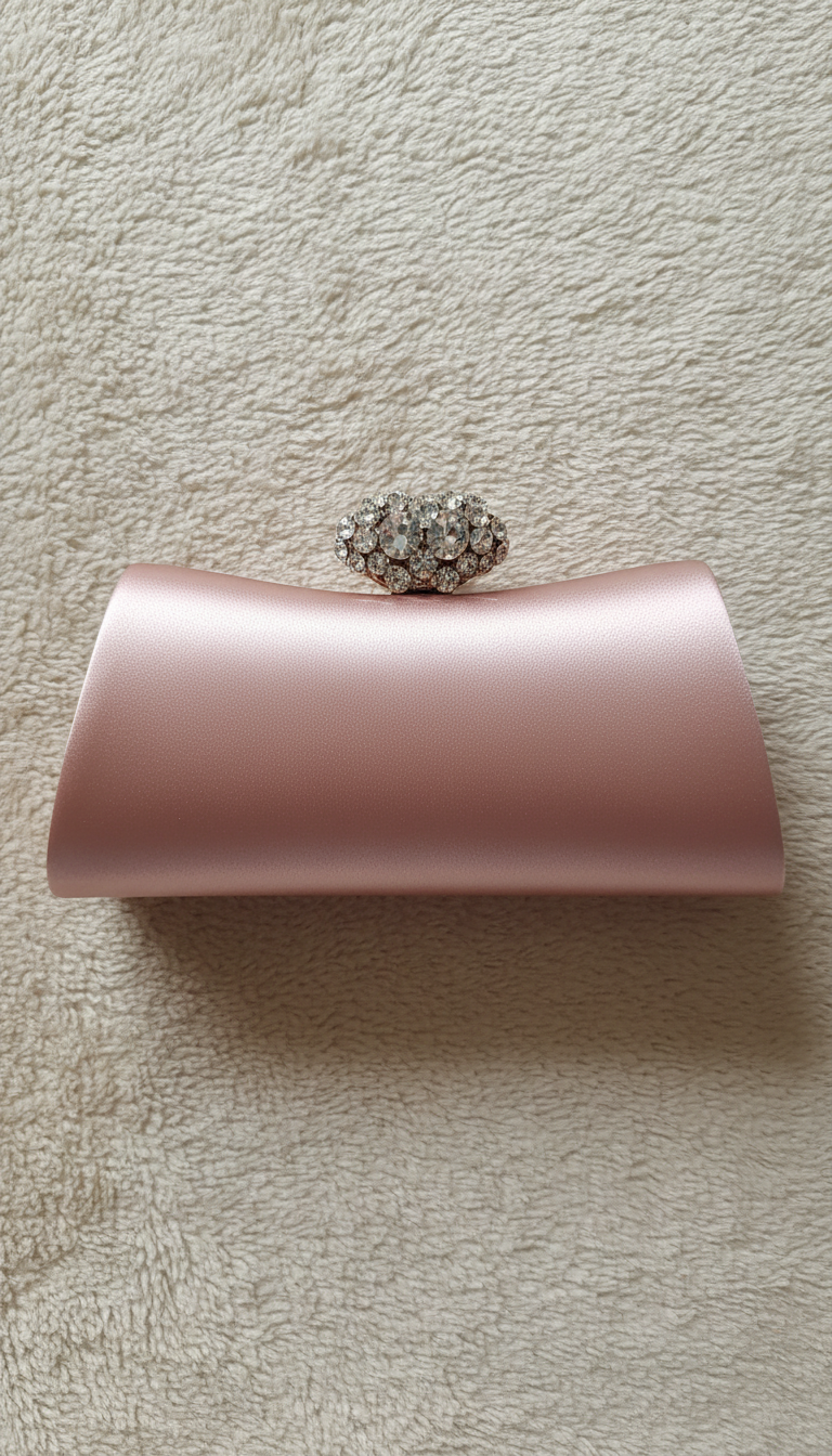 Satin Clutch with Crystal Clasp