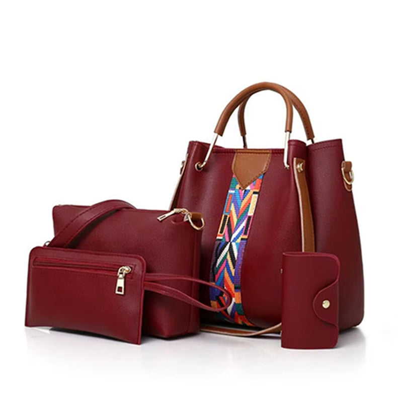 4-piece handbag set in mahroon