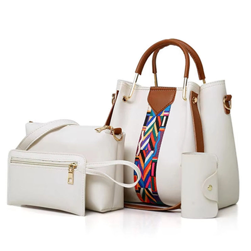 4-piece handbag set in white