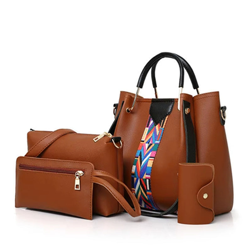 4-piece handbag set in brown
