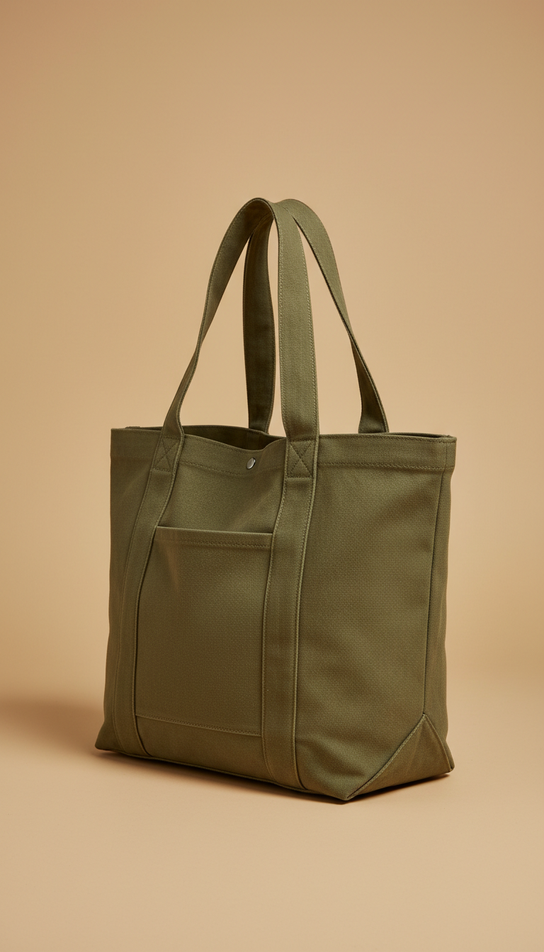 Olive Green Canvas Tote Bag