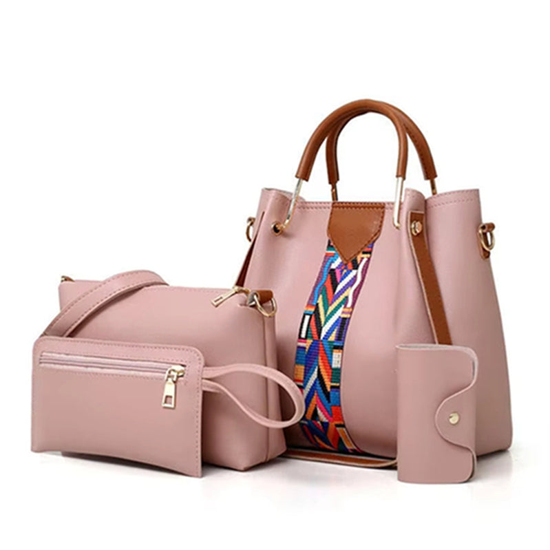 4-piece handbag set in tea pink