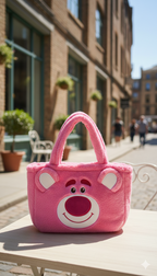 Plush handbag in tea pink