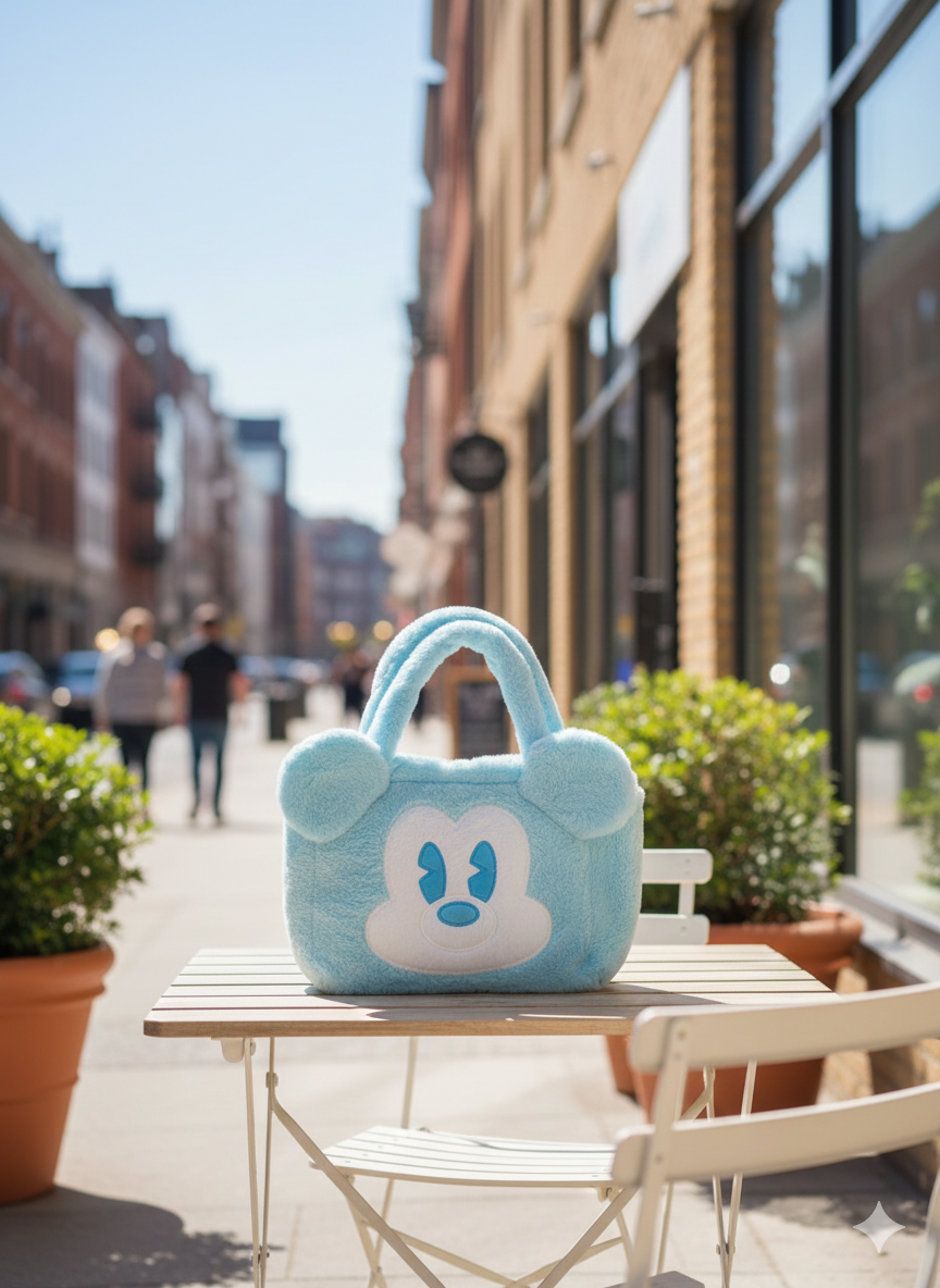 Plush handbag in blue