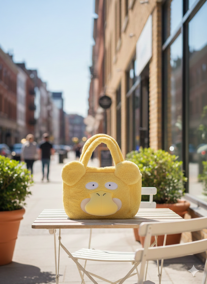 Plush handbag in yellow