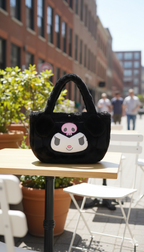 Plush handbag in black