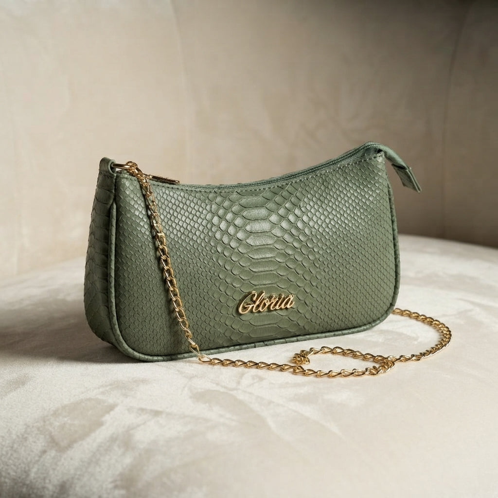 Shoulder purse in pista green