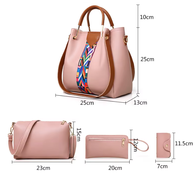4-piece handbag set size guide
