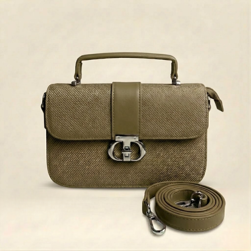 Textured handbag in green