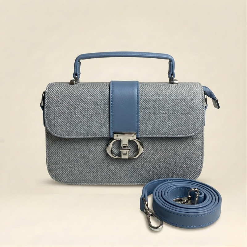 Textured handbag in navy