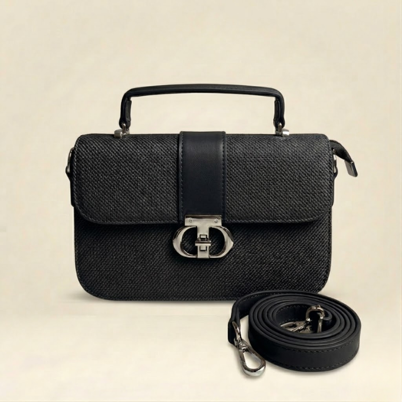 Textured handbag in black