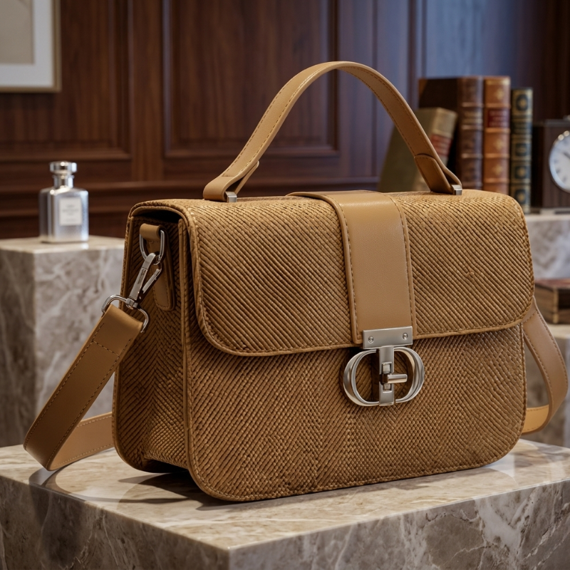 Premium Textured Handbag in brown