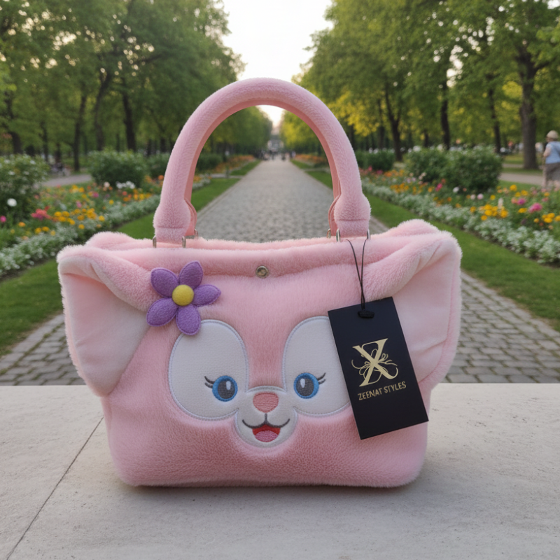 Soft Pink Plush Handbag