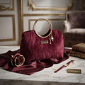 Velvet handbag in red