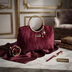 Velvet handbag in red