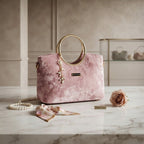 Velvet handbag in pink