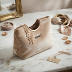 Velvet handbag in grey