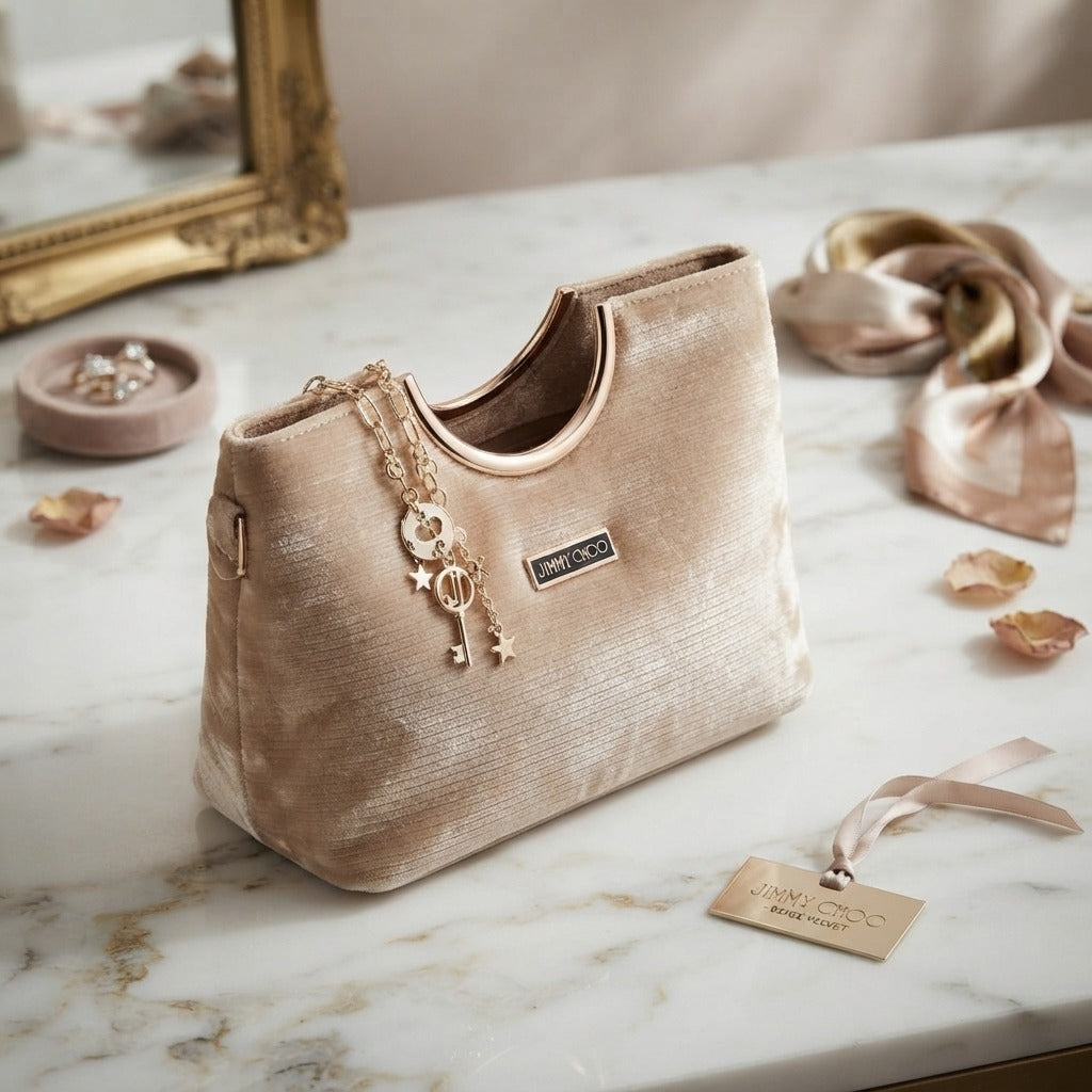 Velvet handbag in grey