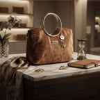 Velvet handbag in brown