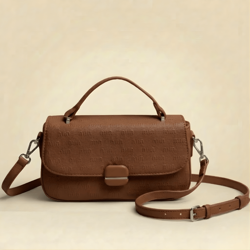 Embossed handbag in yellowish brown