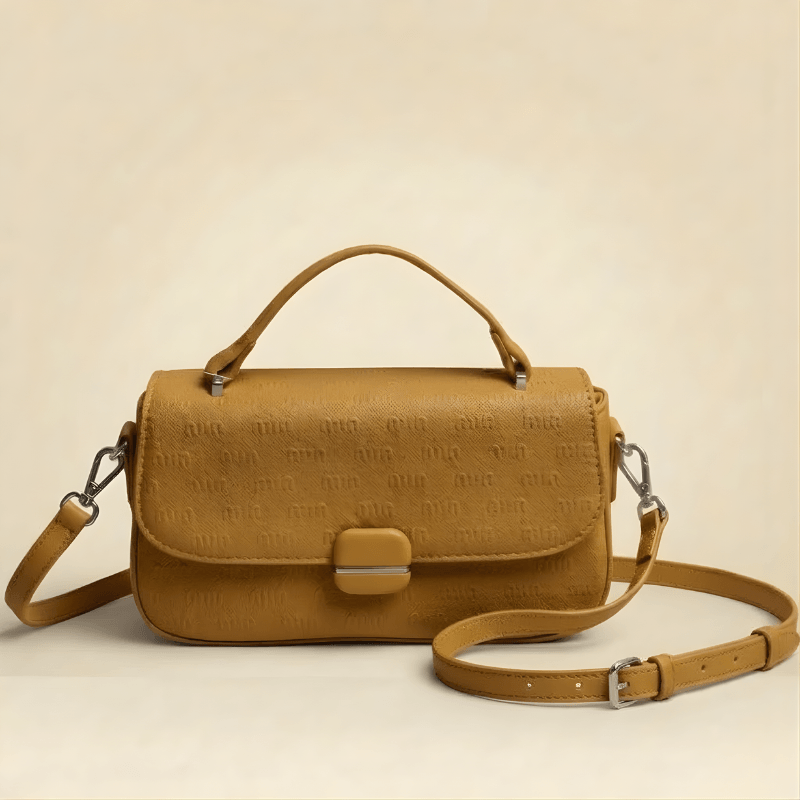 Embossed handbag in khaki