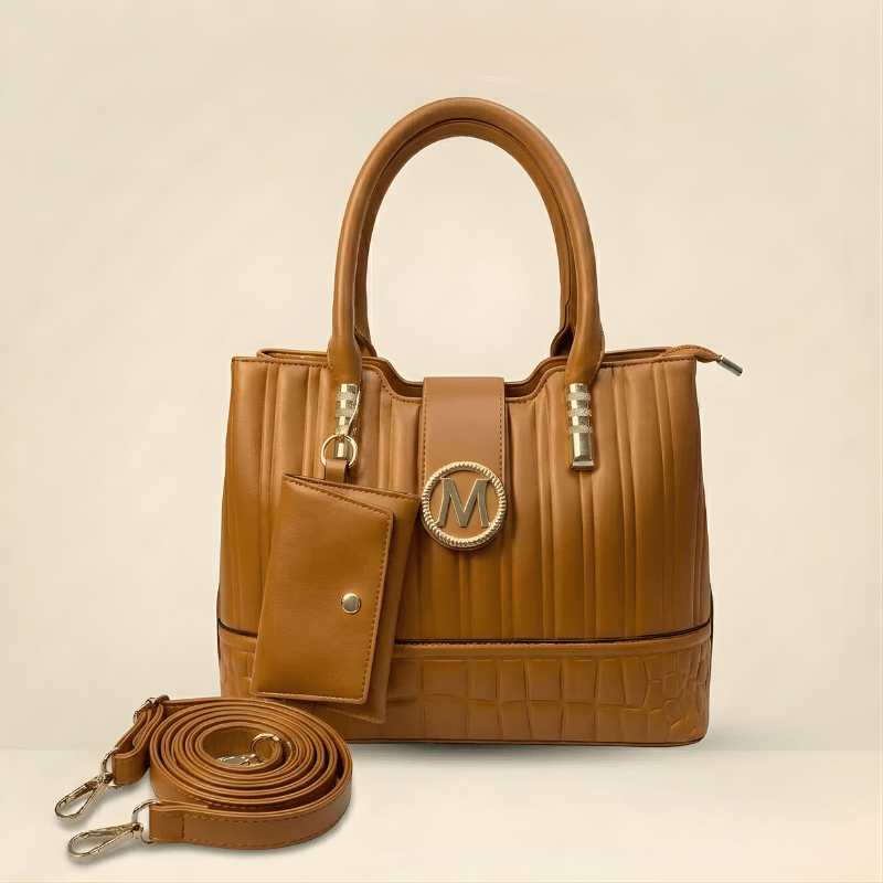 Quilted handbag in yellowish brown