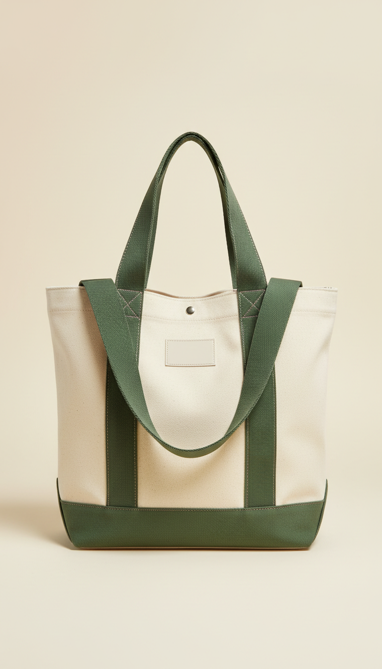 Heritage Canvas Tote with Sage Lining
